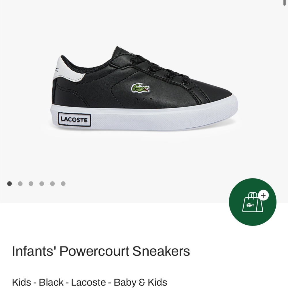 Lacoste Kids' Black and White Powercourt Sneakers
